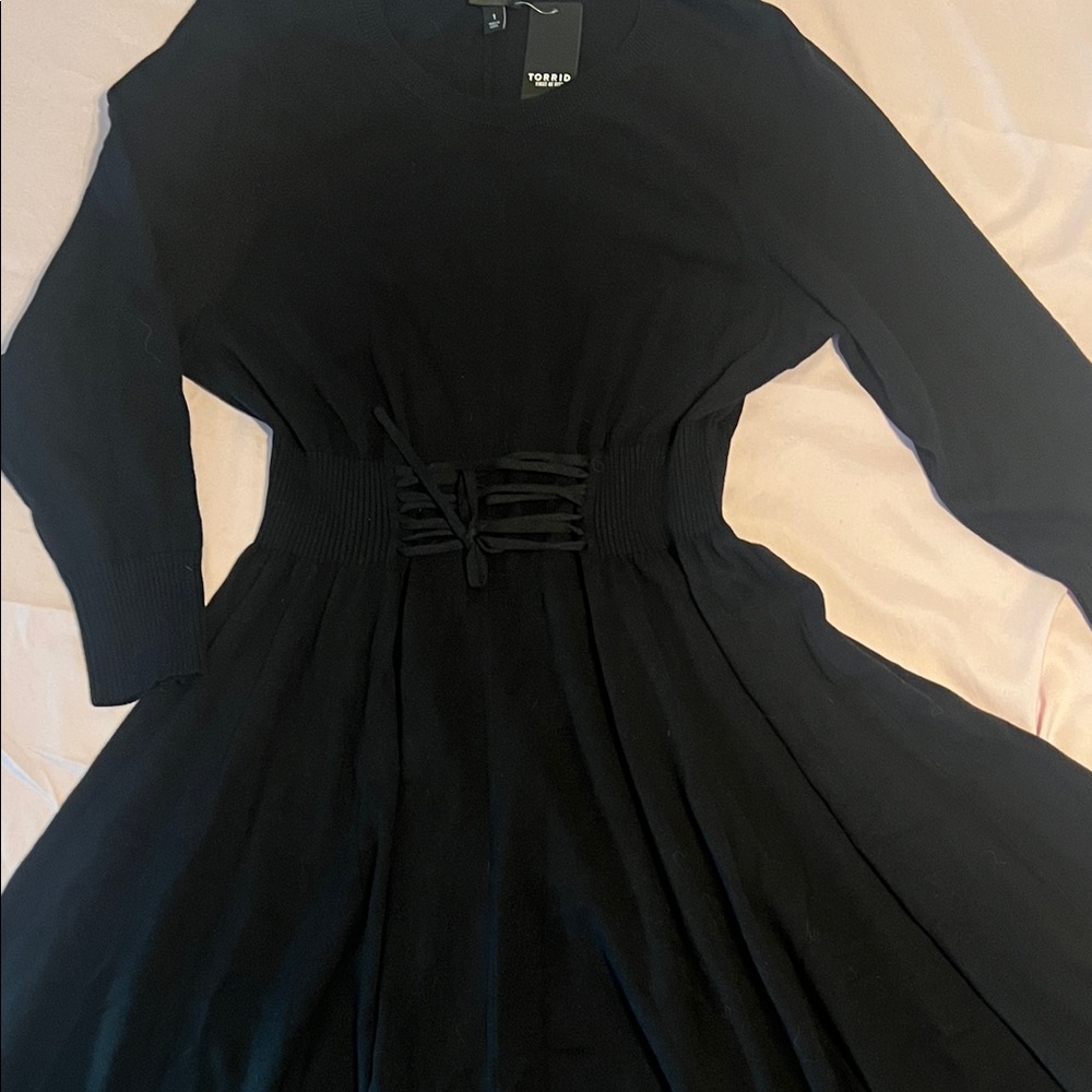 Torrid Sweater Knit Skater Black Dress